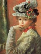 Pierre Renoir Young Girl in a White Hat oil on canvas